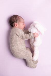 Newborn Baby with pink bunny